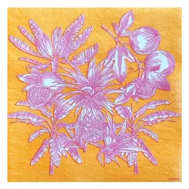 Françoise Paviot F. Paviot - 20 Table Napkins - Yellow Exotic Fruits