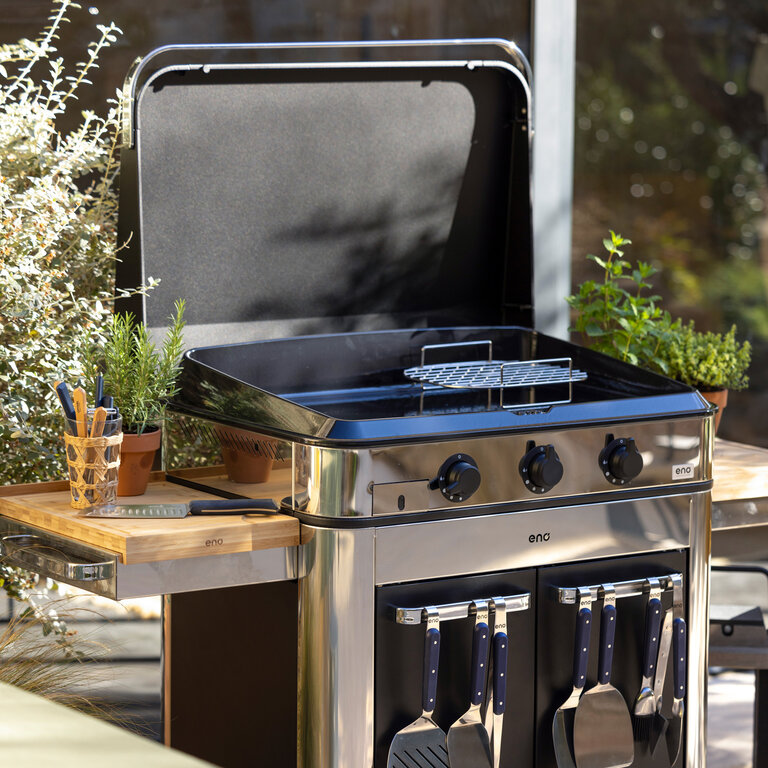La Plancha ENO - Trolley for the ENOSIGN 80 Plancha (3 Burners) - Stainless Steel