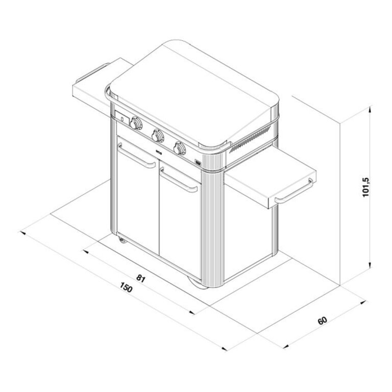 La Plancha ENO - Trolley for the ENOSIGN 80 Plancha (3 Burners) - Stainless Steel