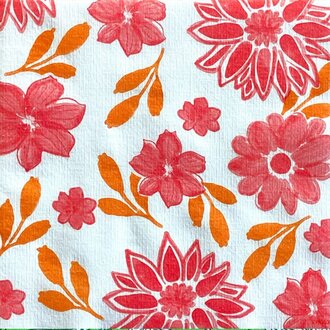 Françoise Paviot F. Paviot - Maxi Red Flowers Large Napkins (20 Units)