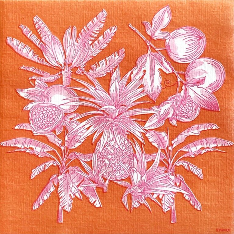 Françoise Paviot F. Paviot - Grandes Serviettes -  Fruits Exotiques Orange (20 Unités)