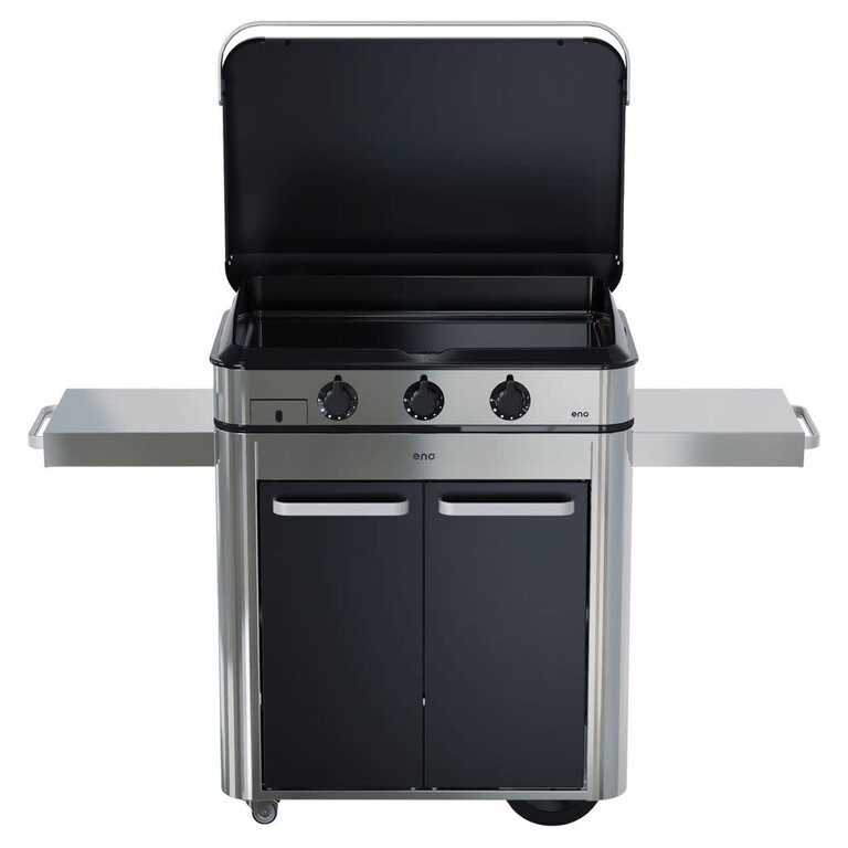 La Plancha ENO - Combo ENOSIGN 80 cm Plancha Gaz sur Chariot - Acier Inoxydable