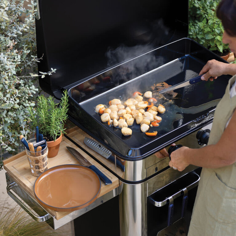 La Plancha ENO - Combo ENOSIGN 80 cm Plancha Gaz sur Chariot - Acier Inoxydable
