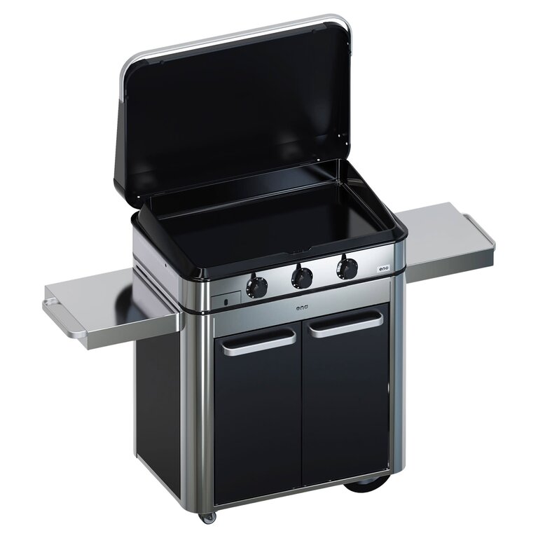 La Plancha ENO - Combo ENOSIGN 80 cm Plancha Gaz sur Chariot - Acier Inoxydable