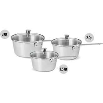 Cristel Cristel - 1826 Collection - 3-Piece Saucepans Set With Lids (1.5Qt, 2Qt, 3Qt)