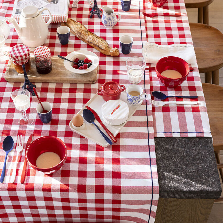 Le Jacquard Français Le Jacquard Français - Nappe petite, Bistrot Français Coton 150x150cm/59x59po couleur Rouge