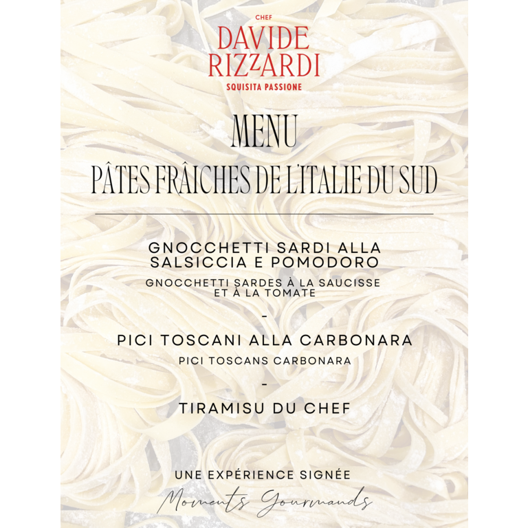 Davide Rizzardi Chef Davide Rizzardi - Atelier : Les Pâtes Fraîches du Sud de l'Italie - 24 Novembre