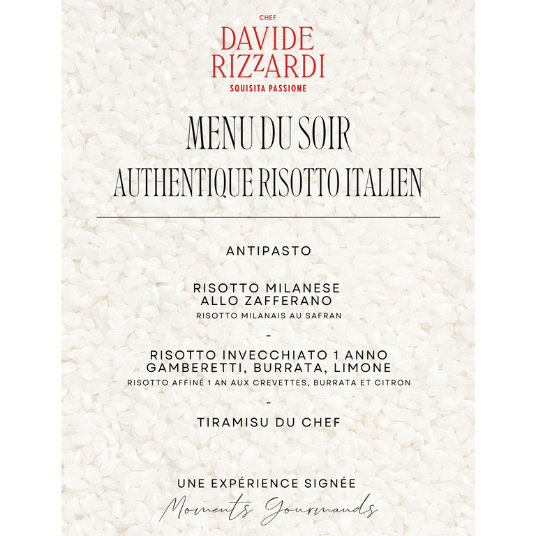 Davide Rizzardi Chef Davide Rizzardi - Atelier Dînatoire : Risotto - 19 Novembre
