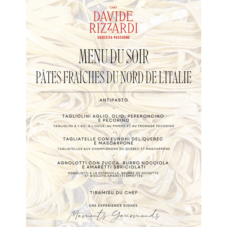 Davide Rizzardi Chef Davide Rizzardi - Atelier Dînatoire : Les Pâtes Fraîches du Nord de l'Italie - 20 Novembre