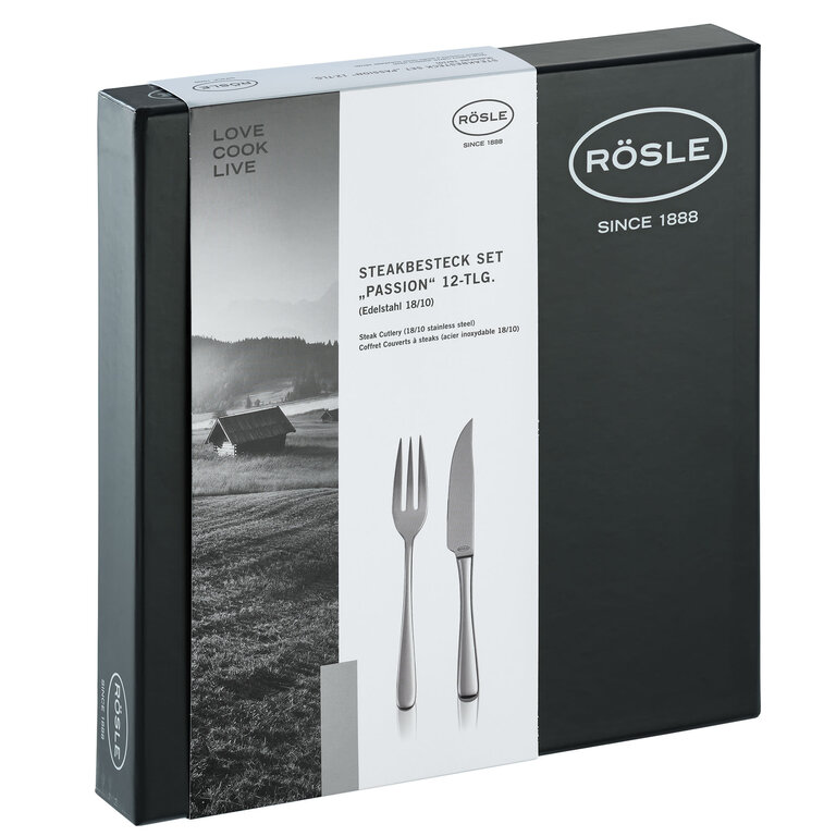 Wusthof Rosle - Ensemble de 6 Couteaux et Fourchettes à Steak Passion - Acier Inoxydable