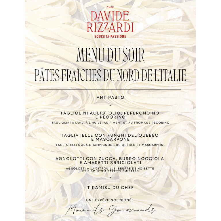 Davide Rizzardi Chef Davide Rizzardi - Atelier Dînatoire : Les Pâtes Fraîches du Nord de l'Italie - 24 Novembre