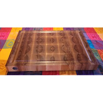 Zèbre Zèbre - End-grain cutting board ''batman'' with groove 16"x21", cherry wood