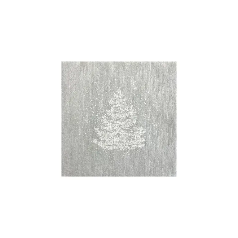Françoise Paviot Francoise Paviot -  Grandes serviettes (20x20cm) Sapin roi des forêts, argent [20 unités]