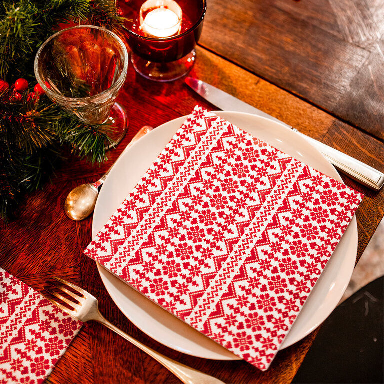 Françoise Paviot Francoise Paviot - Large napkins (20x20cm) Red Jacquard [20 units]