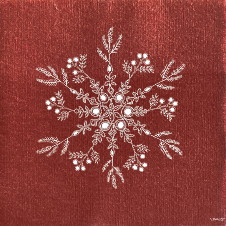 Françoise Paviot Francoise Paviot - Grandes serviettes (20x20cm) Fleur des neiges rouge [20 unités]