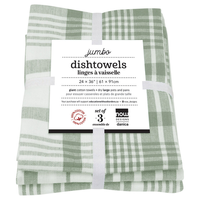 Danica Danica - Set of 3 Jumbo Dish Towels - Sage Green