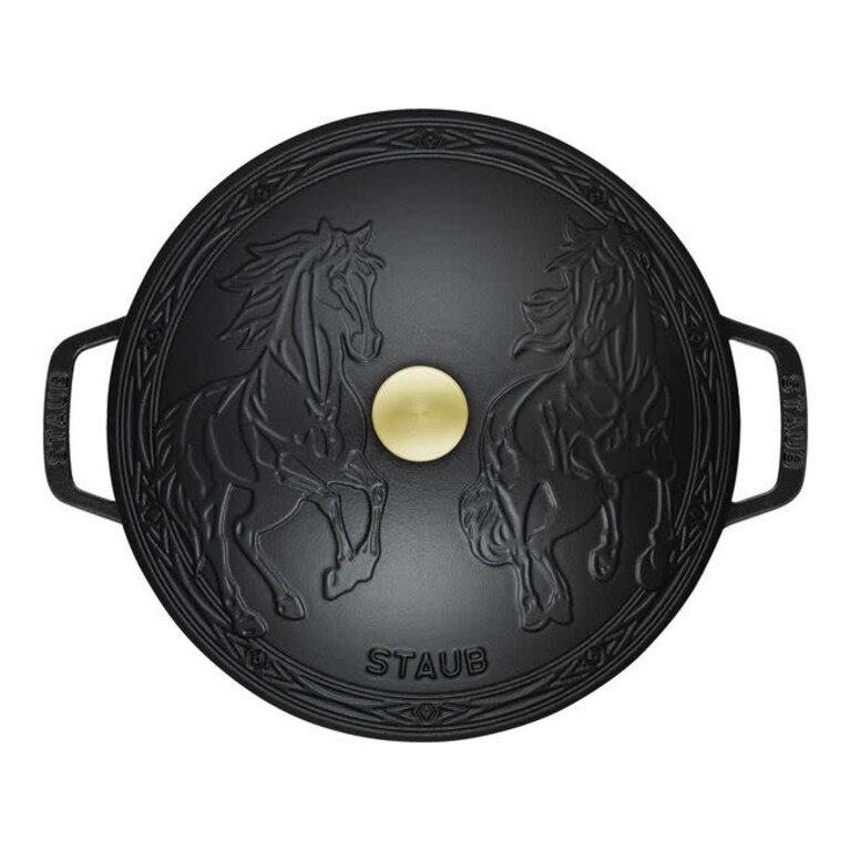 Staub Staub - French Enameled Cast Iron Casserole Dish - Special Horse Edition - 4.9L (5.2QT) - Black