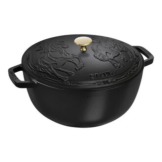 Staub Staub - French Enameled Cast Iron Casserole Dish - Special Horse Edition - 4.9L (5.2QT) - Black