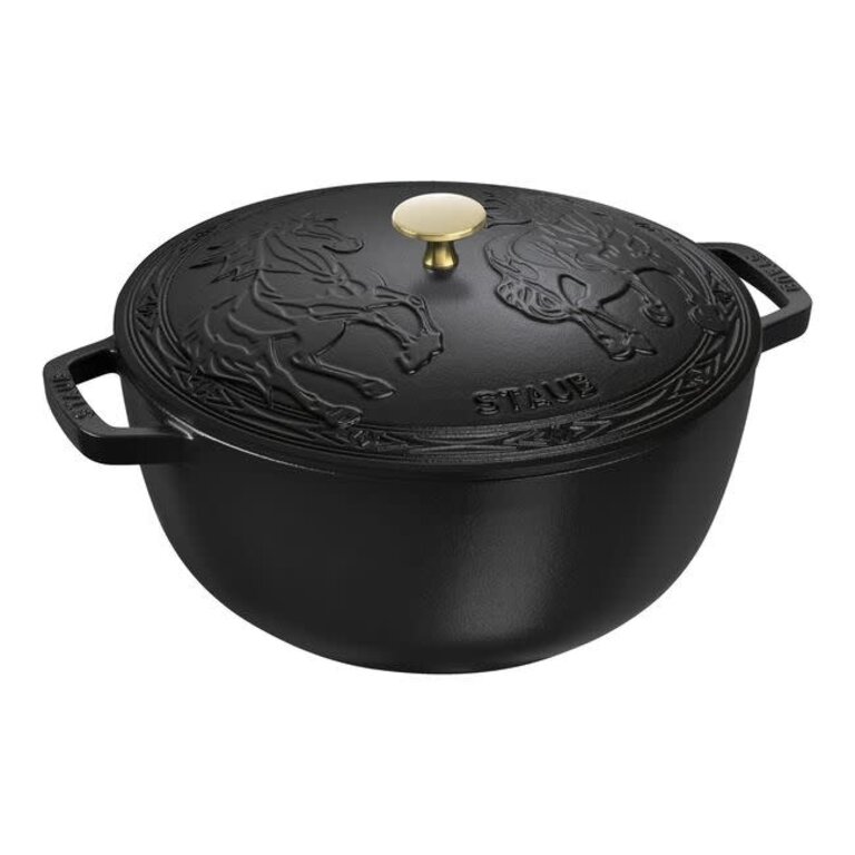 Staub Staub - French Enameled Cast Iron Casserole Dish - Special Horse Edition - 4.9L (5.2QT) - Black
