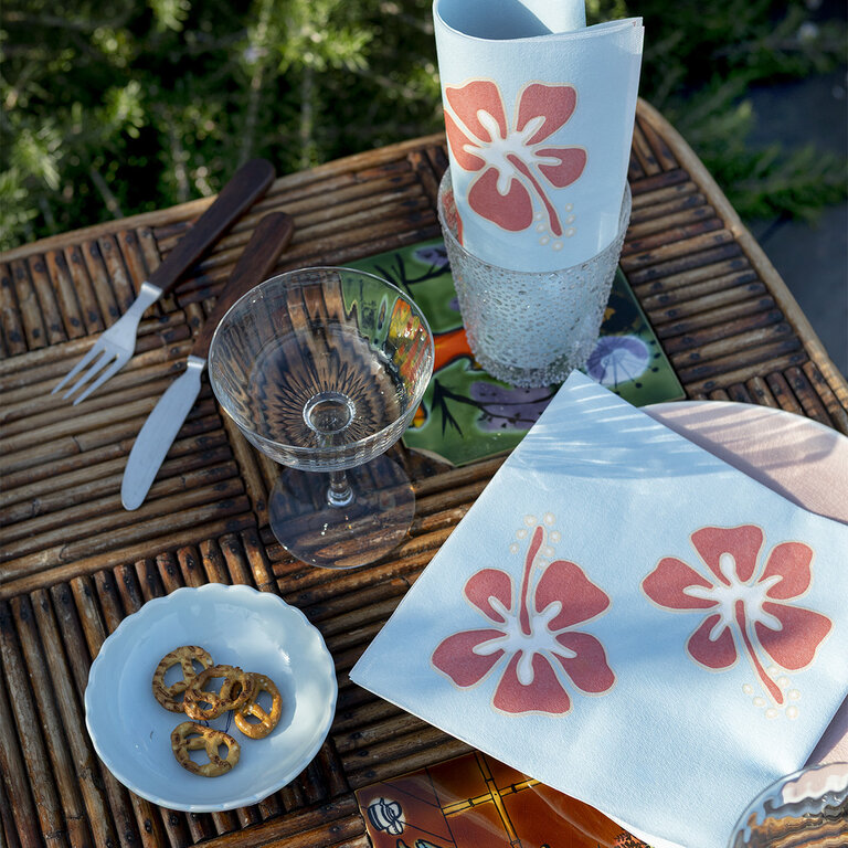 Françoise Paviot F. Paviot - Blue Hibiscus Large Napkins (20 Units)