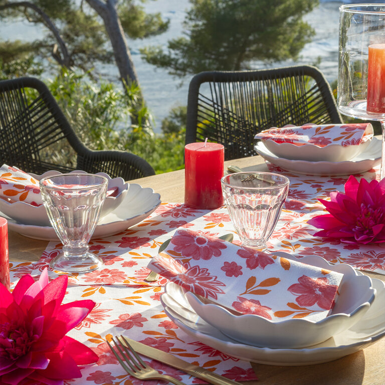 Françoise Paviot F. Paviot - Maxi Red Flowers Large Napkins (20 Units)