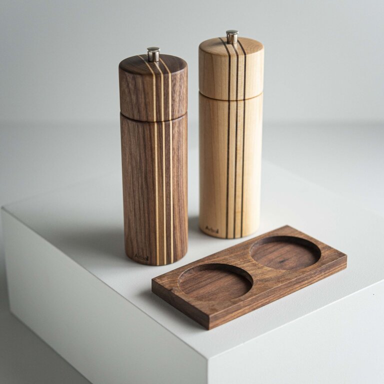 Arbol Arbol - Socle double pour moulin à poivre+sel, noyer
