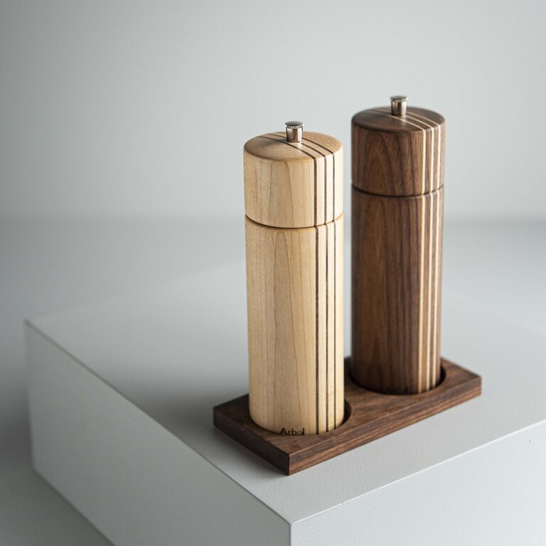 Arbol Arbol - Socle double pour moulin à poivre+sel, noyer