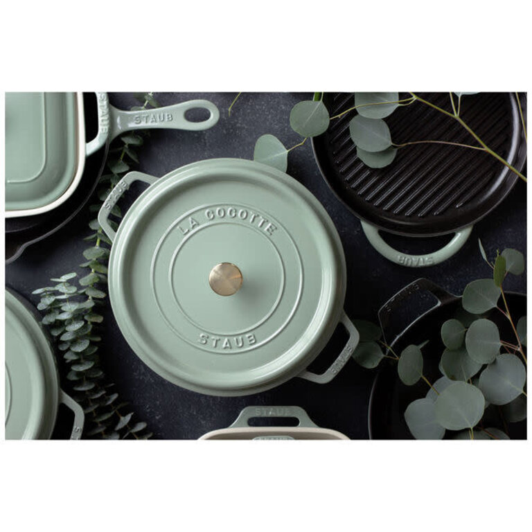Staub Staub - Cocotte en fonte émaillée ronde 6,7L, eucalyptus