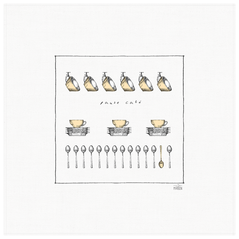 Petits Mots Petits Mots - 100% Cotton Tea Towel - Pause Café (30"x30")