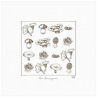 Petits Mots Petits Mots - 100% Cotton Tea Towel - Mushrooms (30"x30")