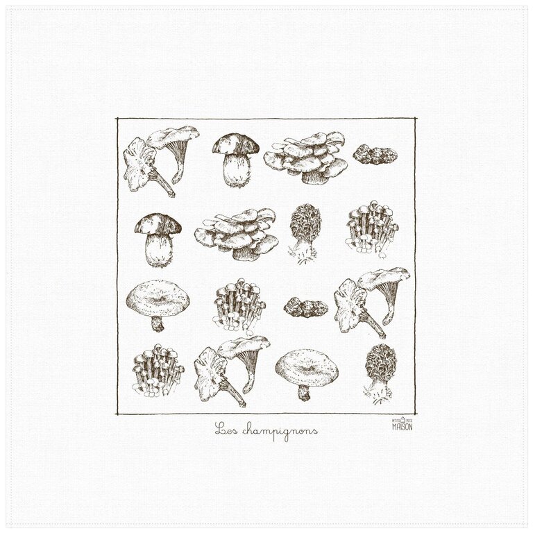 Petits Mots Petits Mots - Linge 100% Coton - Champignons (30"x30")