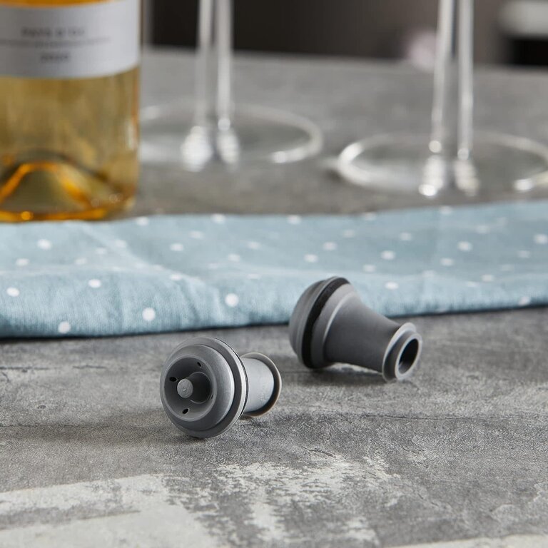 Vacuvin Vacuvin - Set of 2 Vacuum Wine Stopper - Grey