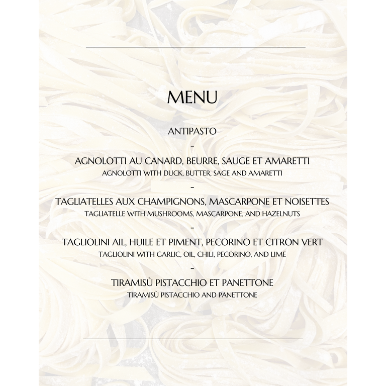Moments Gourmands Chef Davide Rizzardi - L'Expérience des Pâtes du Sud de L'Italie - 11 Novembre