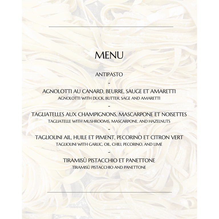 Moments Gourmands Chef Davide Rizzardi - The Southern Italian Pasta Experience - December 2