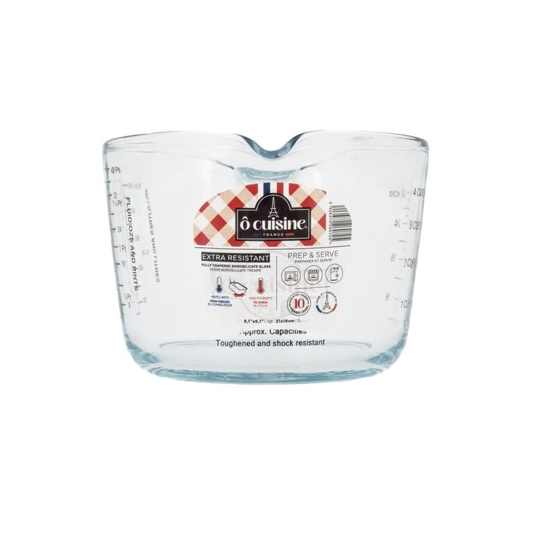 Ô Cuisine Ô Cuisine - Tasse à Mesurer 4 Tasses (1000mL/1L) - Verre Borosilicate