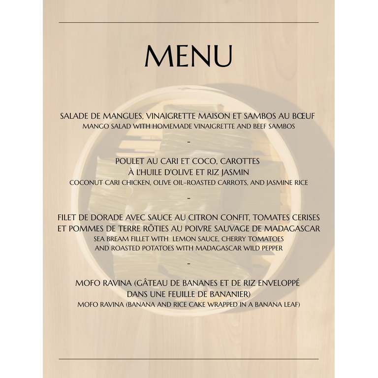 Moments Gourmands Chef Bryan Florencio Rajarison - Saveurs Malgaches -  30 Novembre