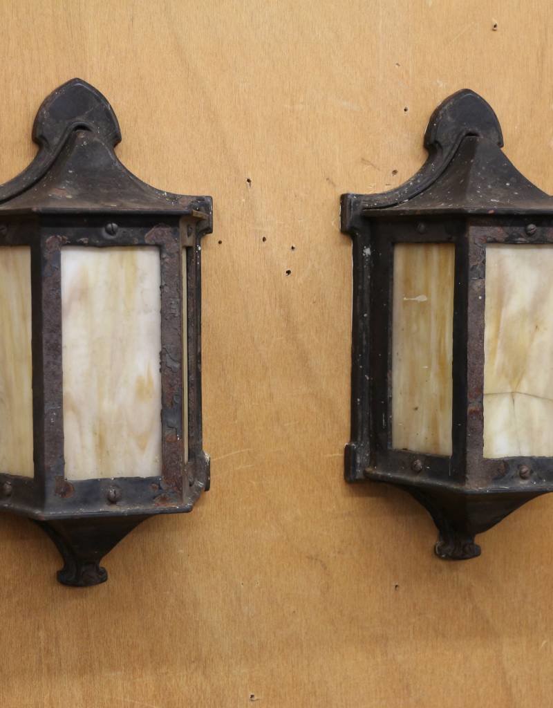 Pair Of Vintage Flush Mount Outdoor Lantern Style Wall Sconces Pair Of Vintage Flush Mount Outdoor