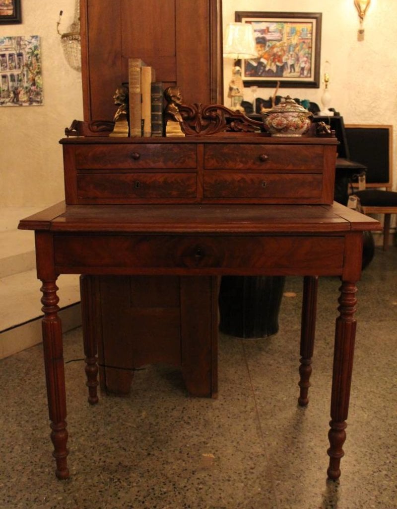 Small Writing Desk With Ornate Top C C Mercantile
