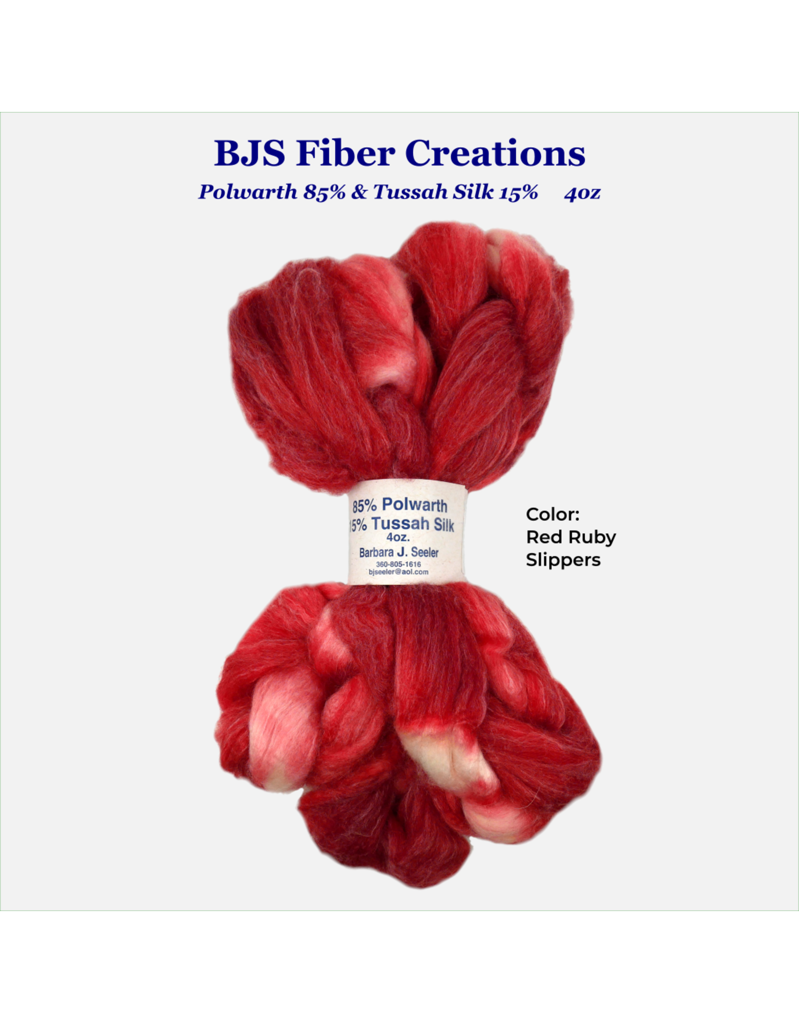 BJS Fiber Creations BJS Polwarth & Silk Roving