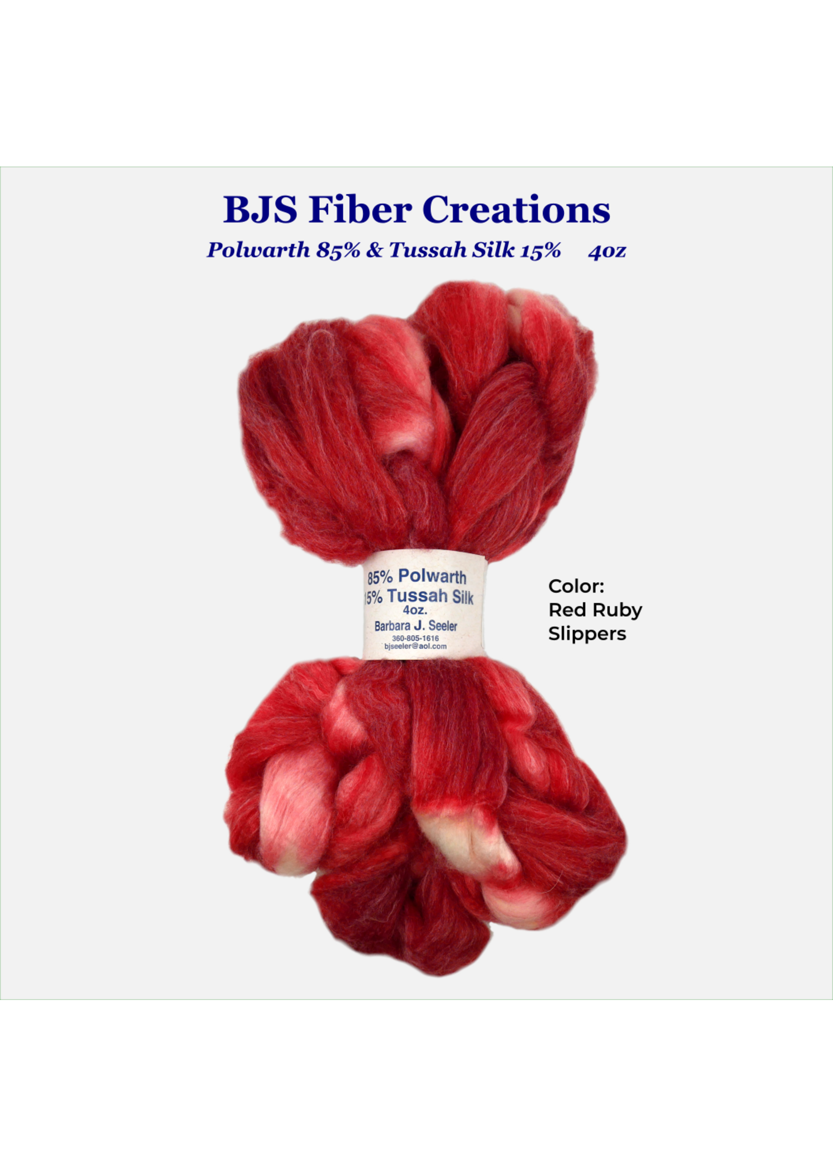 BJS Fiber Creations BJS Polwarth & Silk Roving