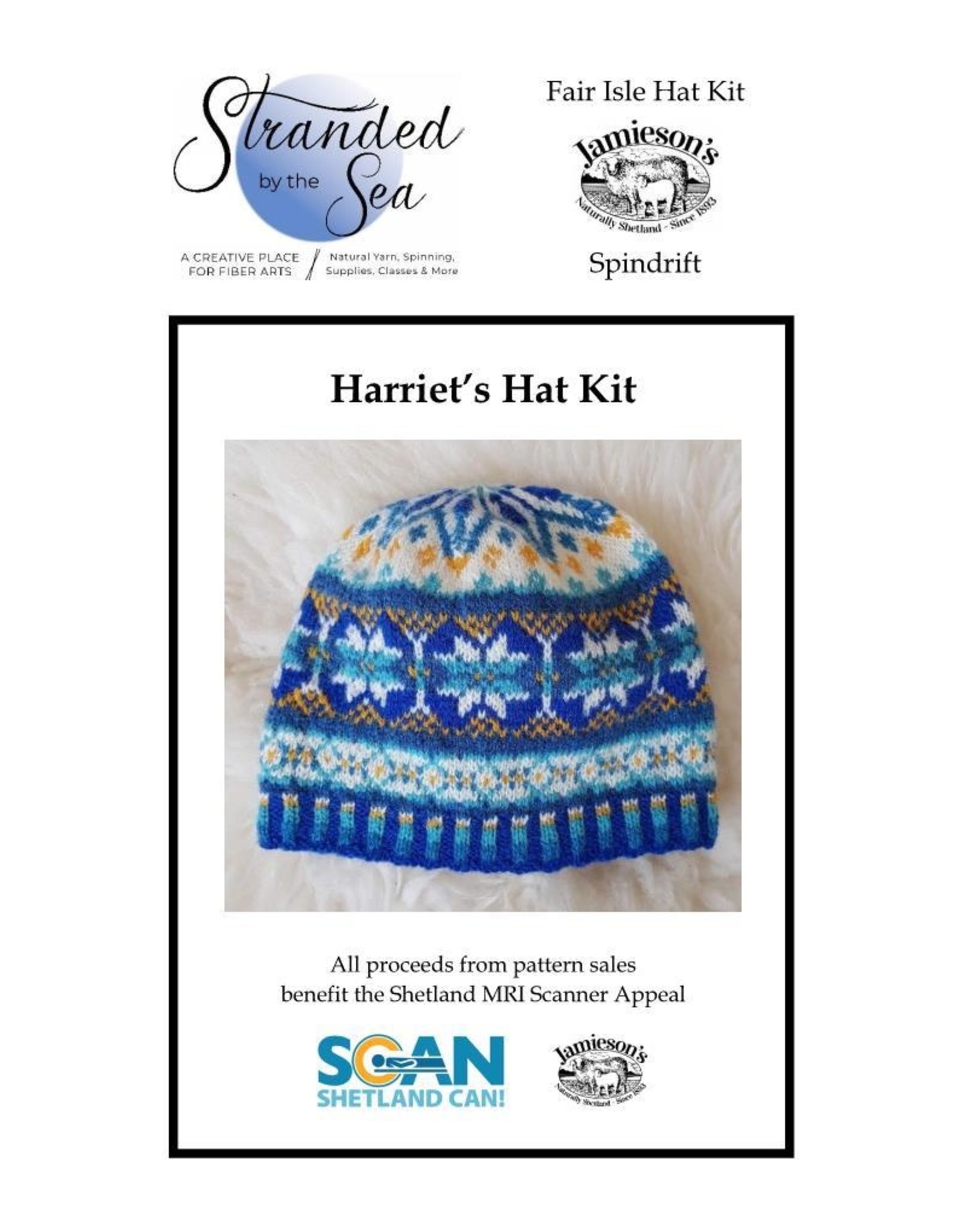Hand spun hand knitted Shetland wool hat in natural colours