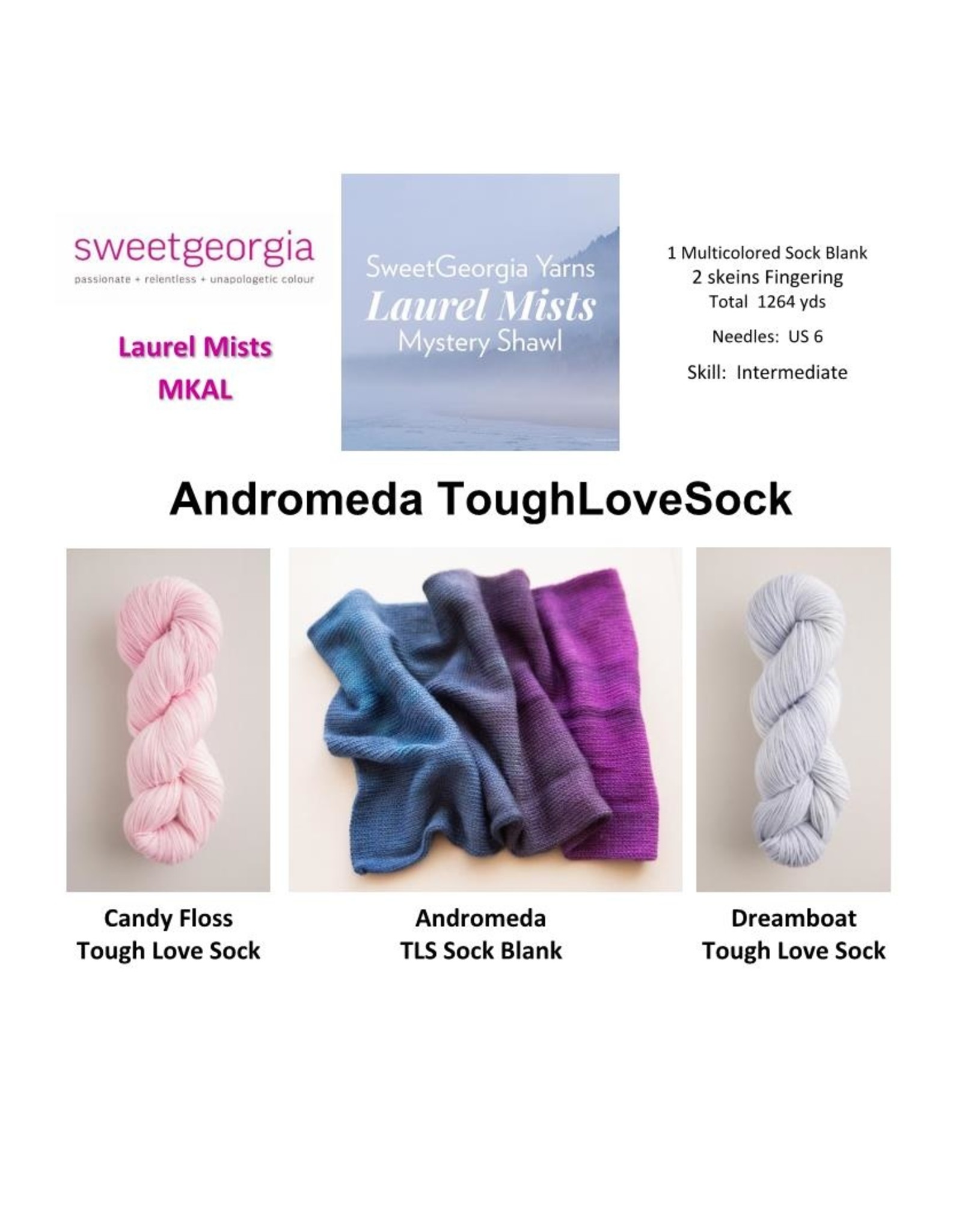 SweetGeorgia Laurel Mists MKAL Kit - Andromeda ToughLoveSock