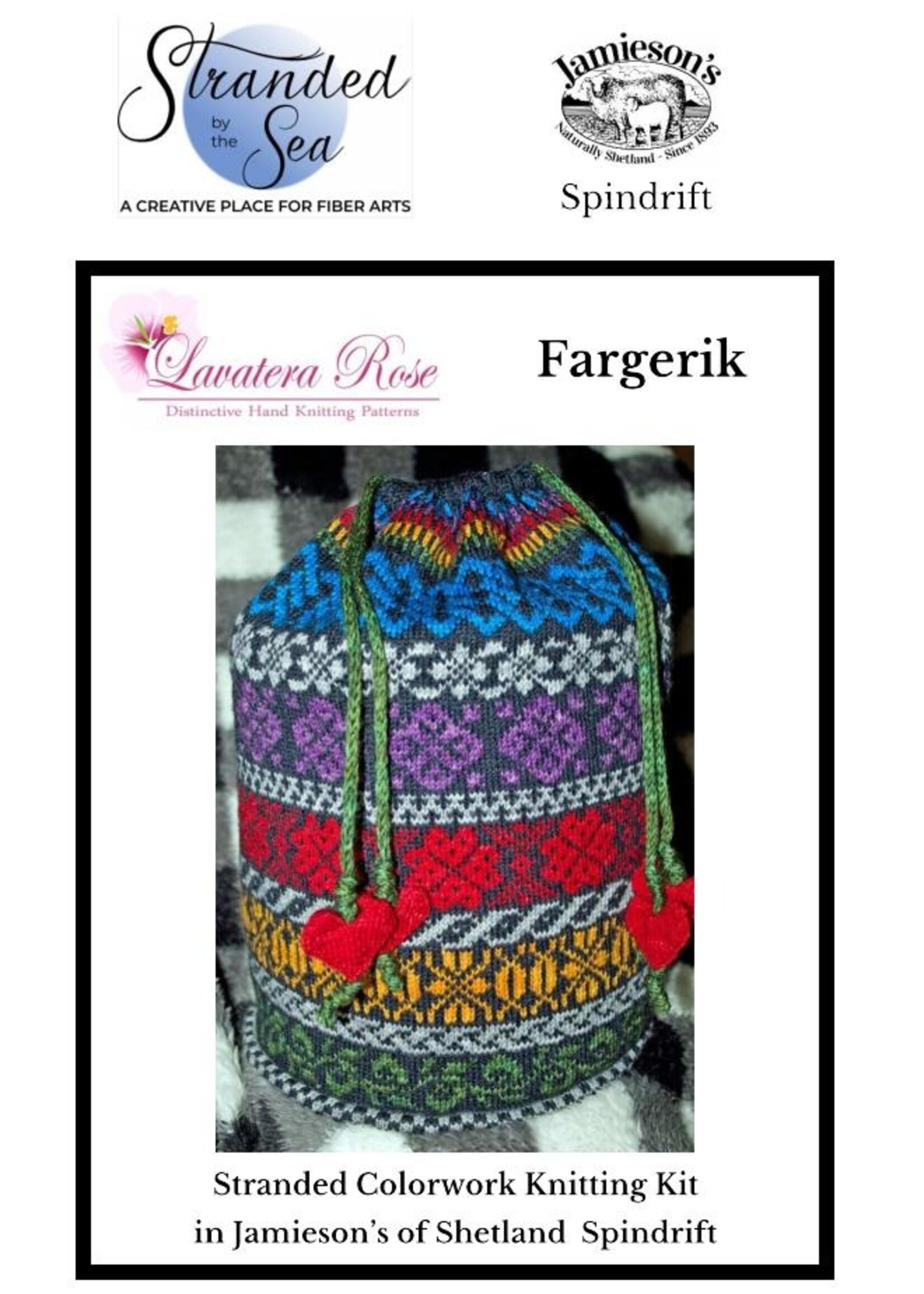 Stranded by the Sea Fargerik Colorwork Knitting Kit in Shetland Spindrift
