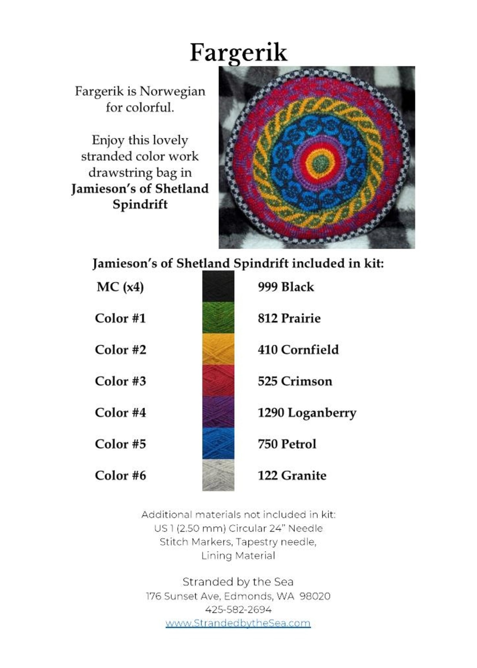 Stranded by the Sea Fargerik Colorwork Knitting Kit in Shetland Spindrift