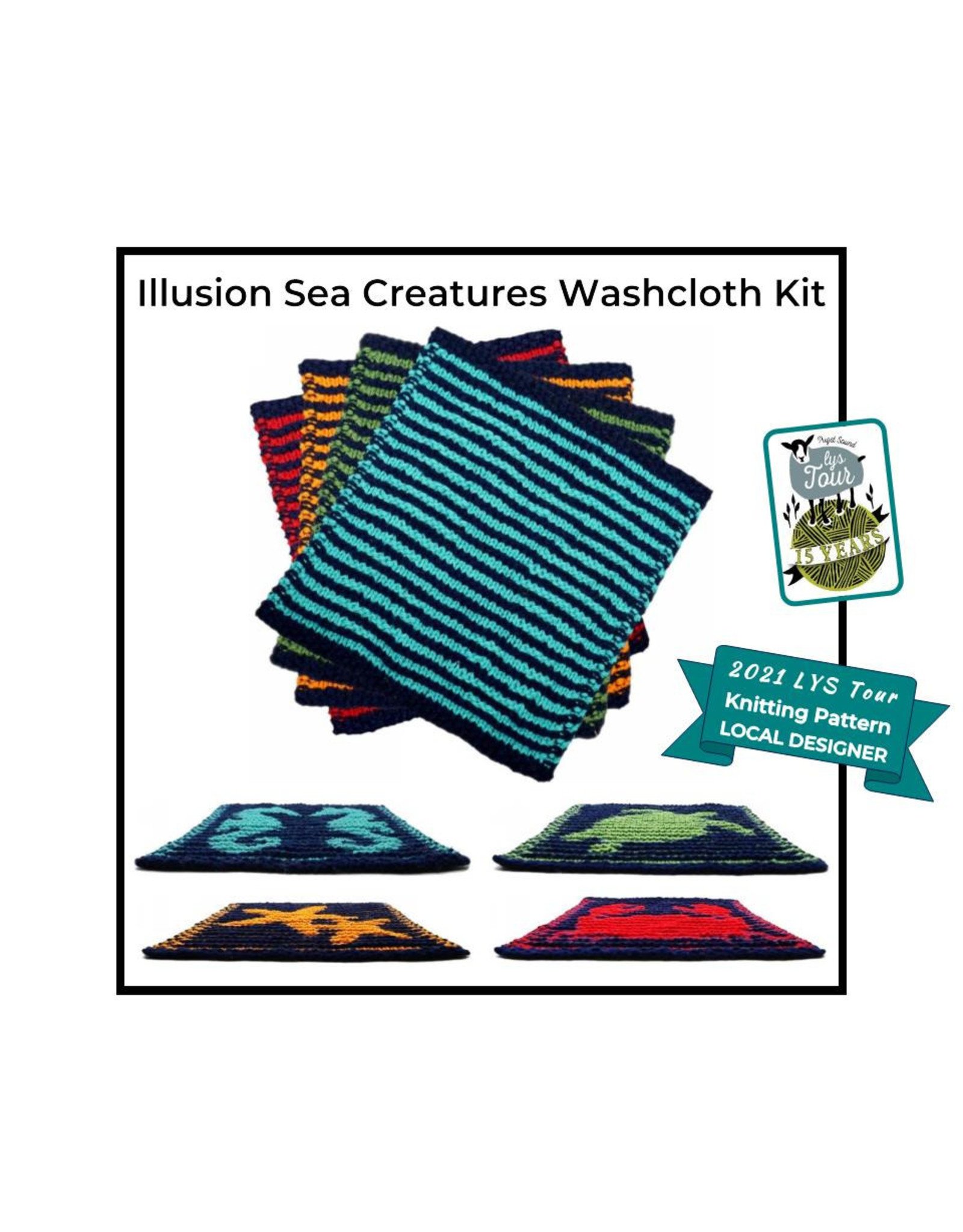 Stranded by the Sea 2021 LYS Tour - Illusion Sea Creatures Kit - Set of 4