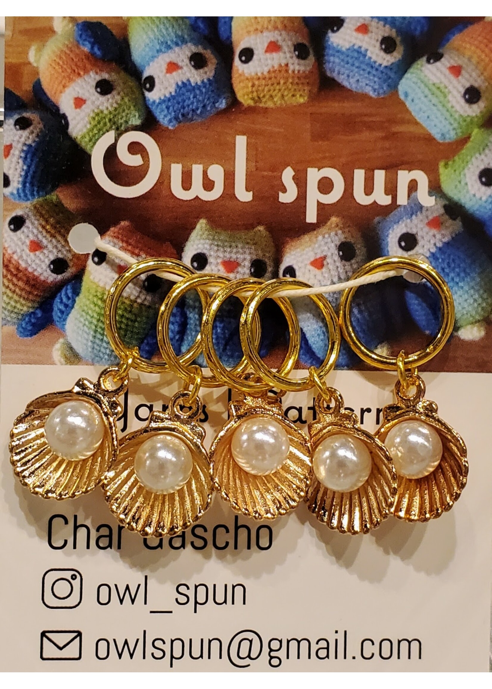 Owl Spun Owl Spun Stitch Markers - Pearl