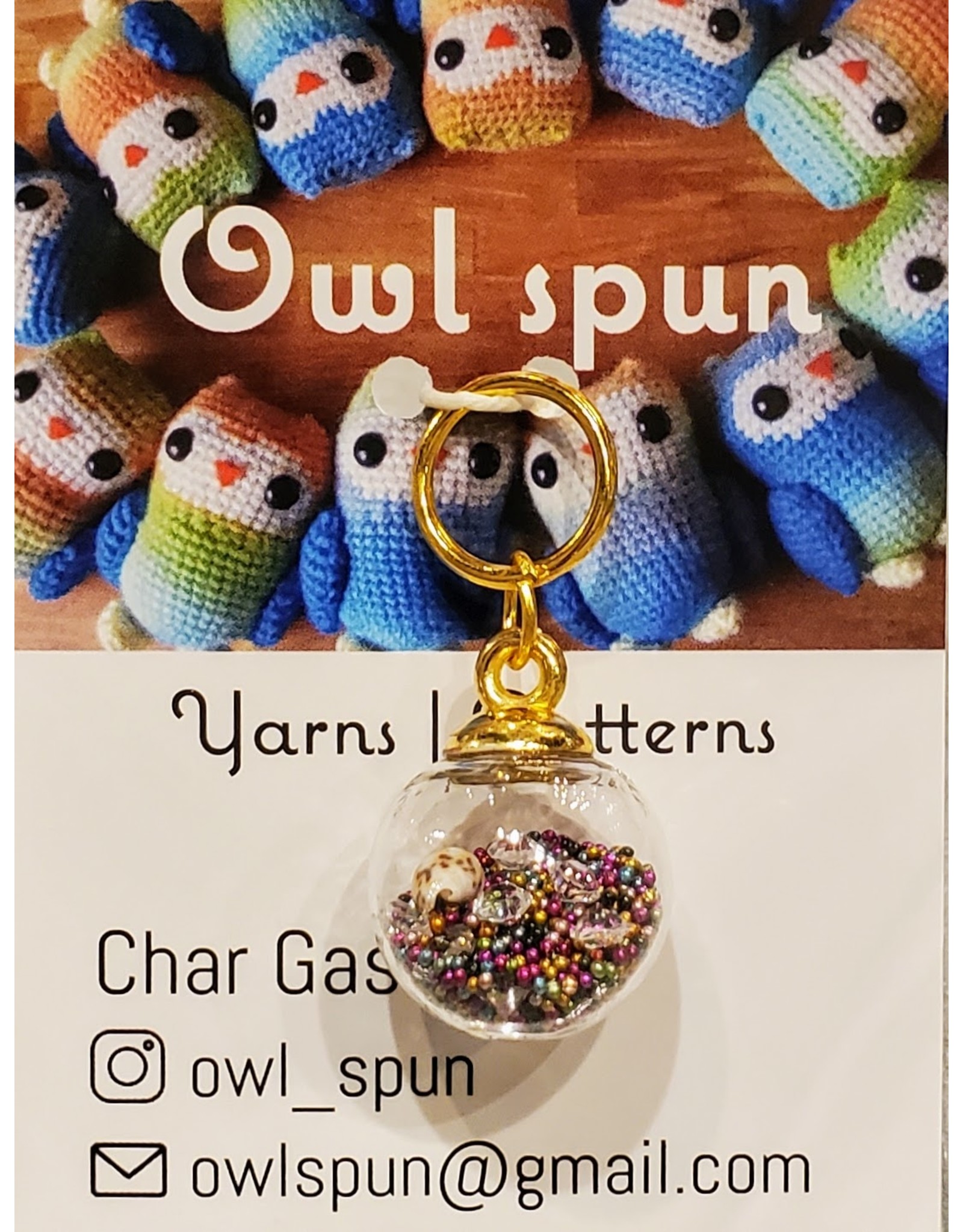 Owl Spun Owl Spun Stitch Markers - Glass Ball