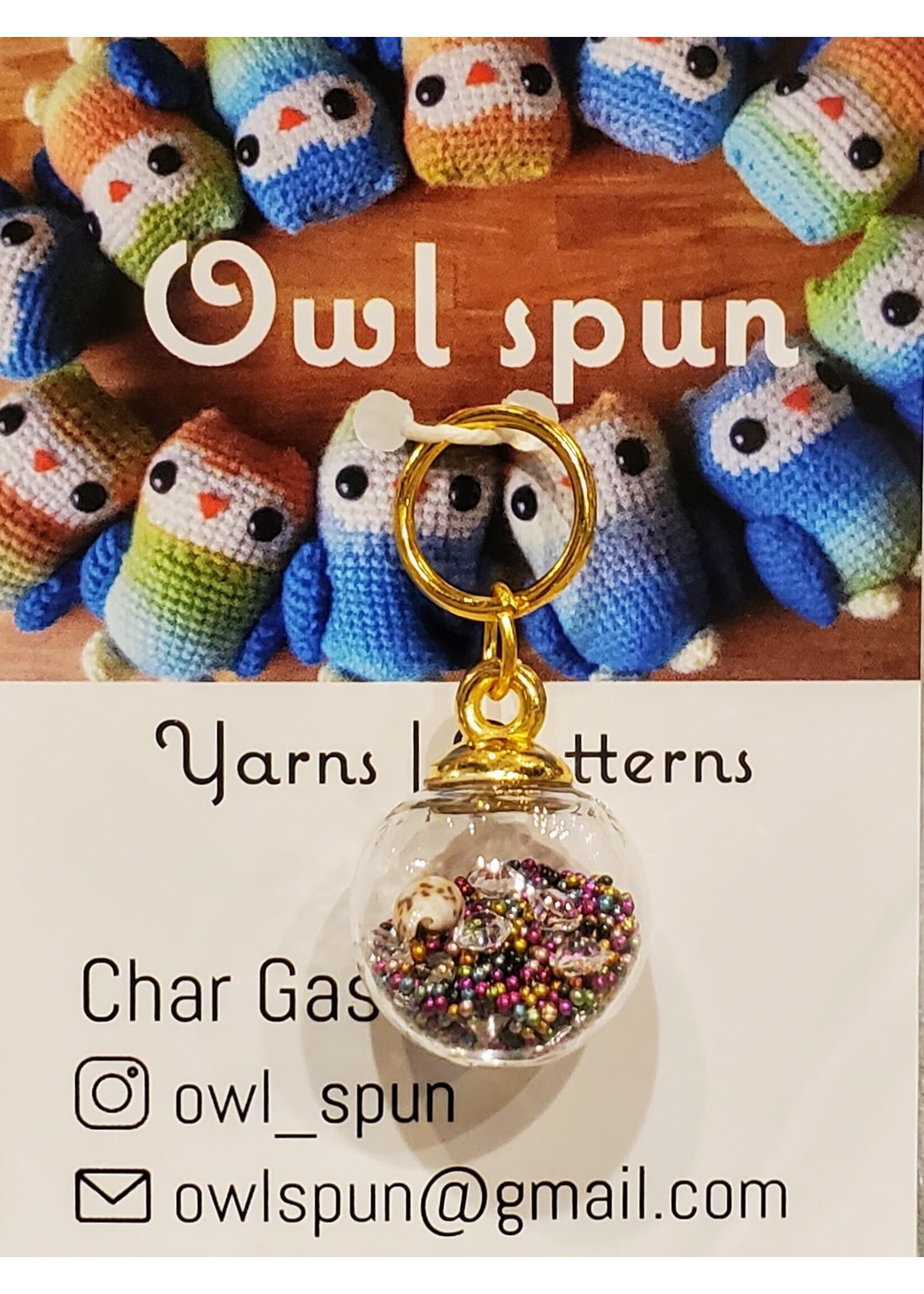Owl Spun Owl Spun Stitch Markers - Glass Ball