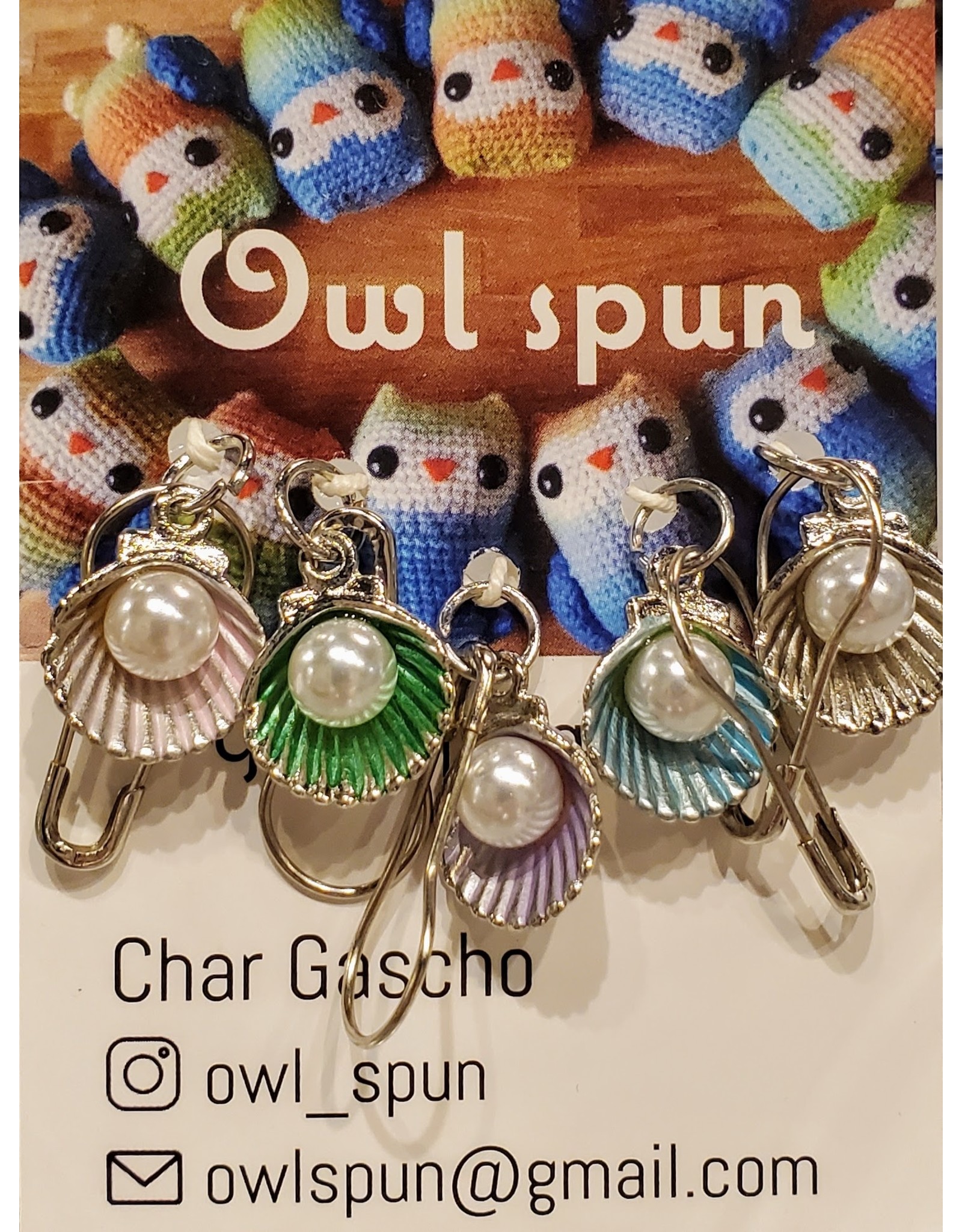 Owl Spun Owl Spun Stitch Markers - Pearl Pin