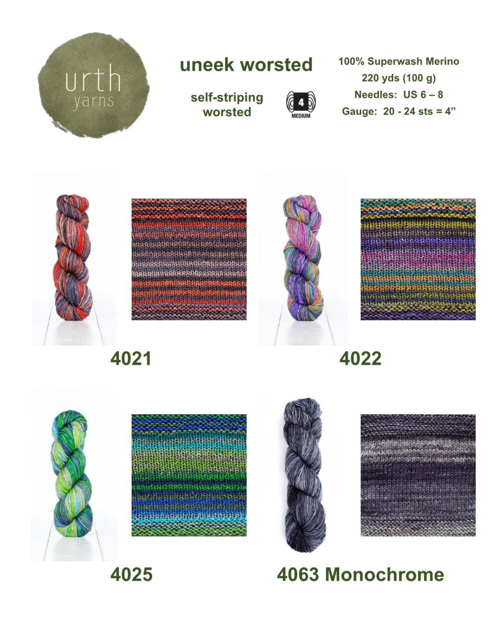 Urth Yarns Uneek Worsted Self Striping Yarn - 4019